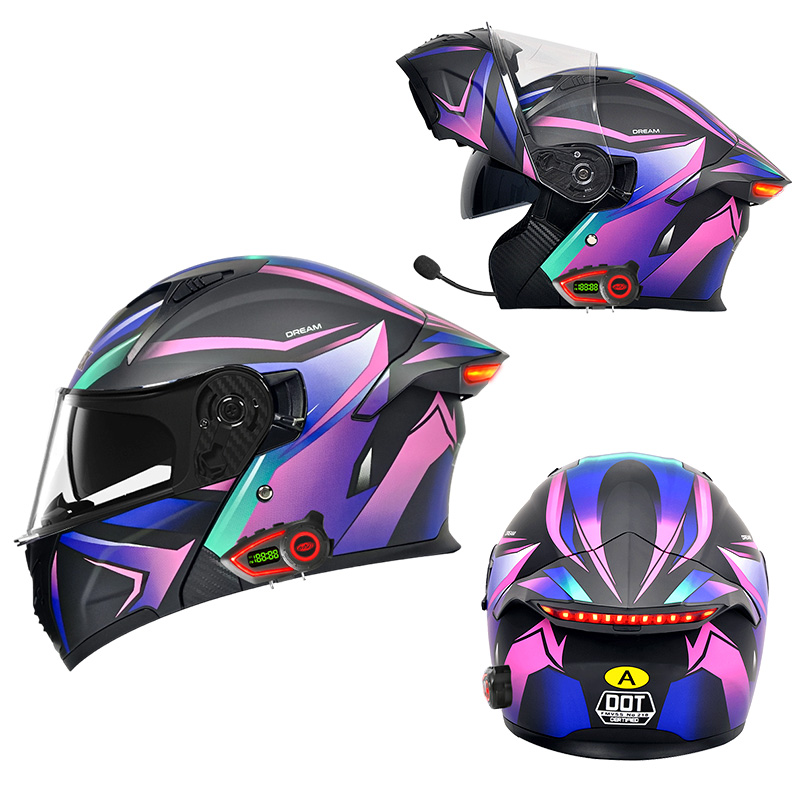 Modular Flip Up Motorcycle Helmet Dot Approved - DOT Motosiklet Kaskları Çift Vizörlü Modüler
