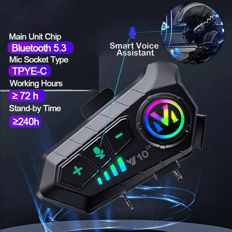 Universal Motorcycle Helmet Intercom Headset - V10 2X Bluetooth Motosiklet Kask İnterkomu