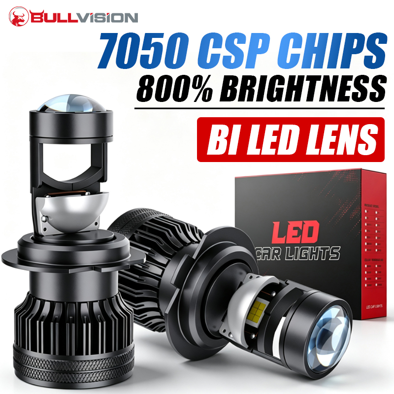 Universal Motorcycle Led Headlight Projector - Bullvision 2Pc H7 LED Projektör Mini