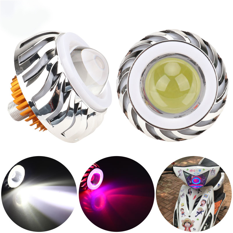 Universal Motorcycle Led Headlight Projector - 1 adet Motosiklet Farı Çift Halo