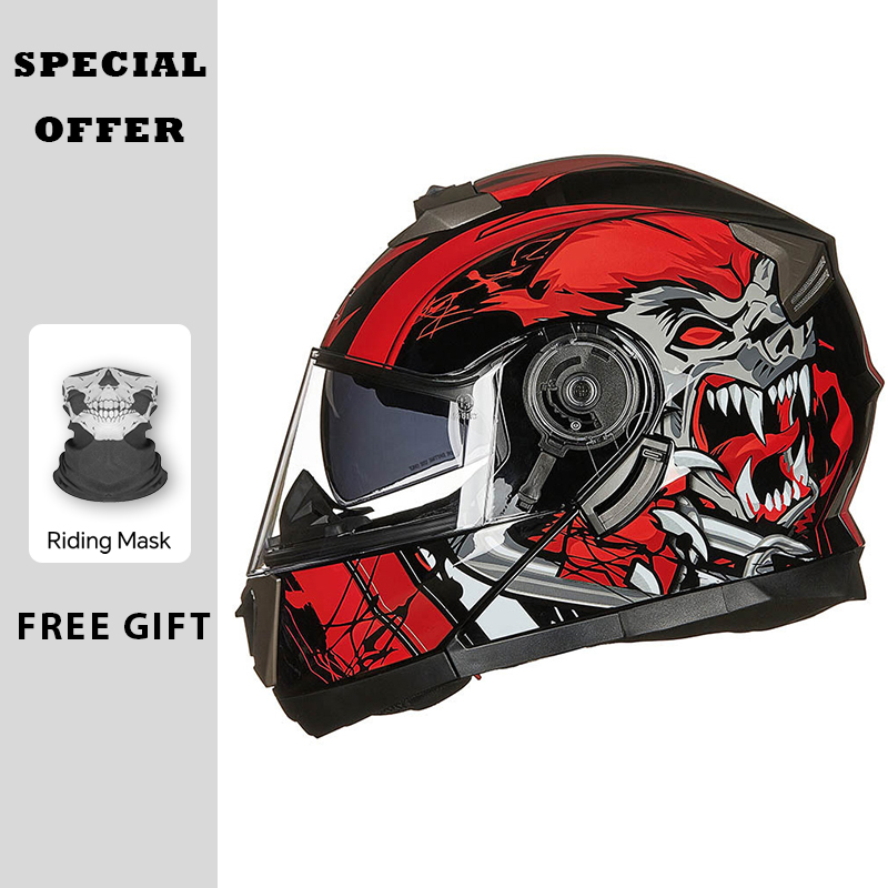 Modular Flip Up Motorcycle Helmet Dot Approved - Motosiklet Kaskları Modüler Kalkar Vizörlü Kask