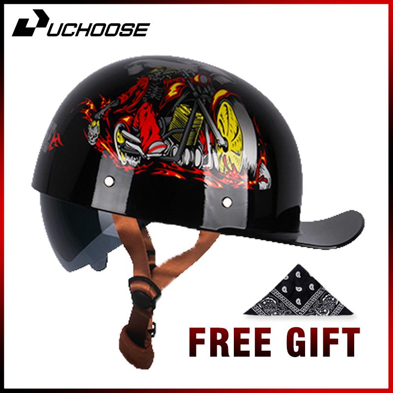 Vintage Open Face Retro Helmet - Uchoose yaz motosiklet Casque DS beyzbol