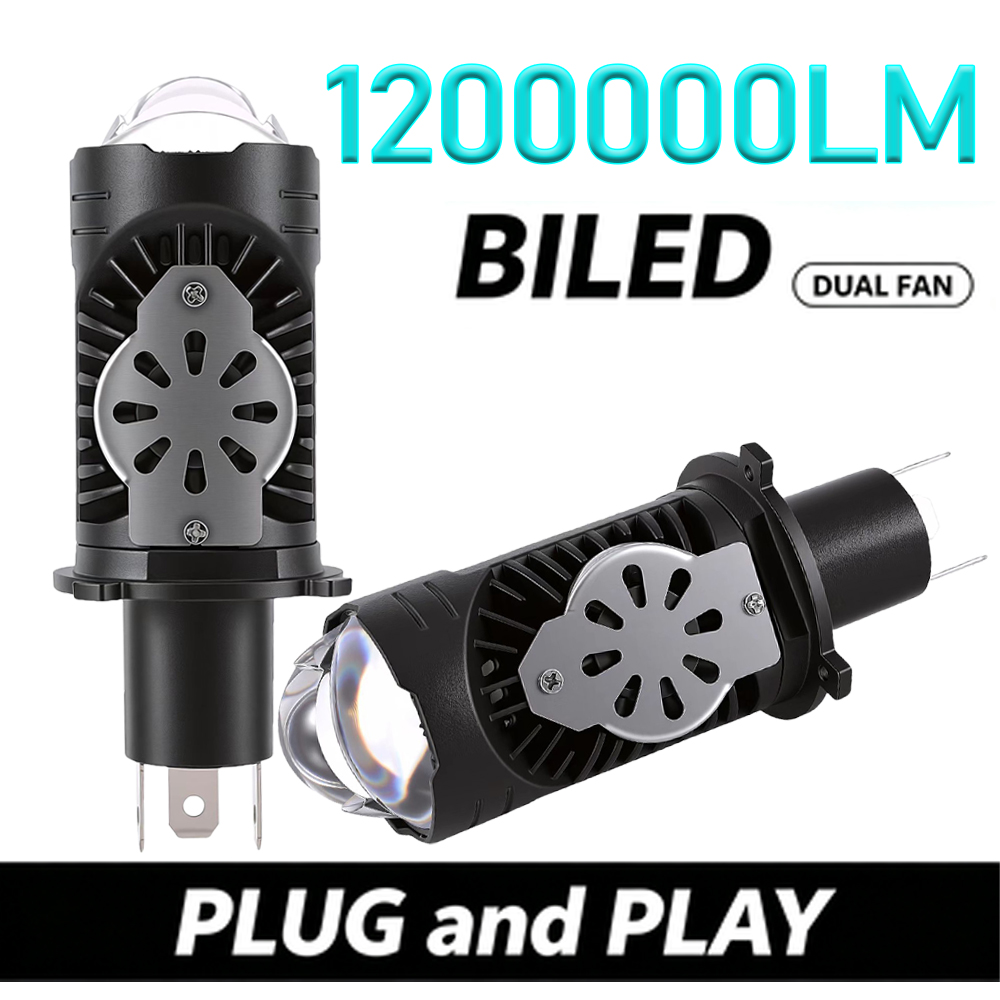 Universal Motorcycle Led Headlight Projector - CANBUS H4 Bi LED Ampuller Araba