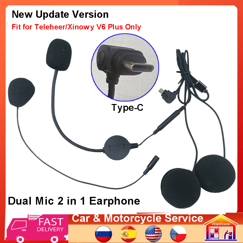 Universal Motorcycle Helmet Intercom Headset - Tip-C Kulaklık Hoparlörü 2'si 1 Arada
