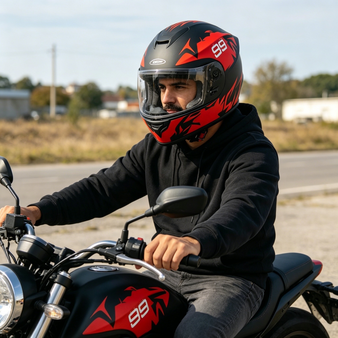 Dual Visor Motorcycle Racing Helmet - Erkek Tam Yüz Motosiklet Kaskı Çift