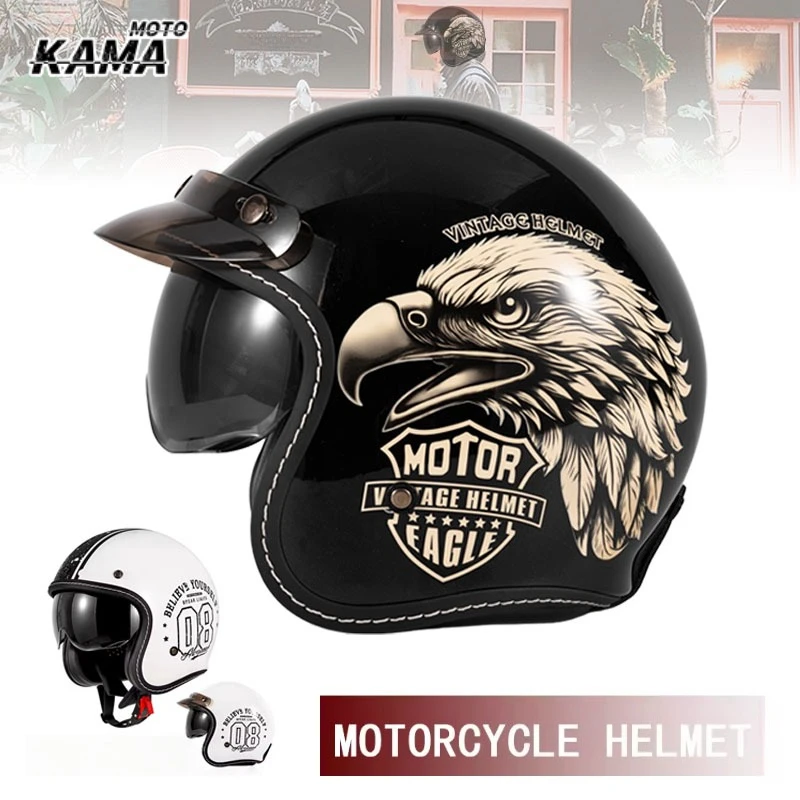 Vintage Open Face Retro Helmet - HOT Açık Yüz Motosiklet Kaskı Vintage
