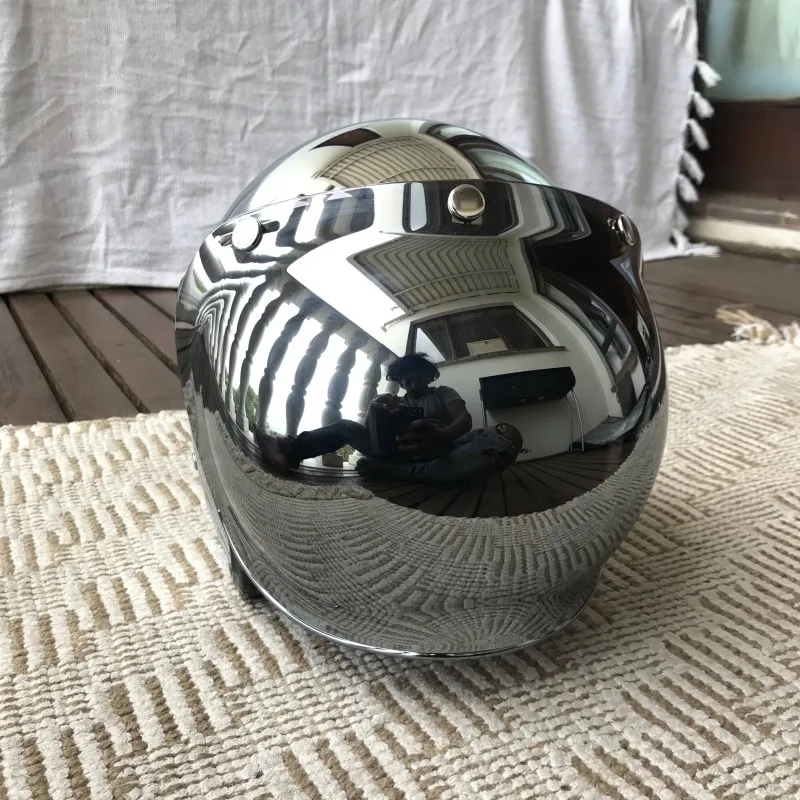 Ayna Gümüş Krom Motosiklet Açı - Vintage Open Face Retro Helmet incelemesi ve fiyatı