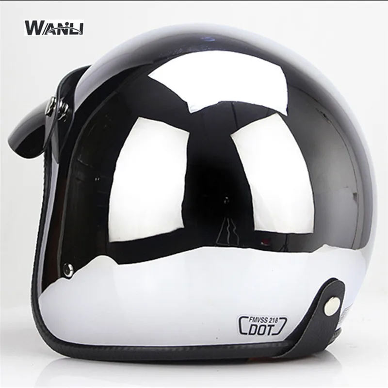 Ayna Gümüş Krom Motosiklet Açı - Vintage Open Face Retro Helmet incelemesi ve fiyatı