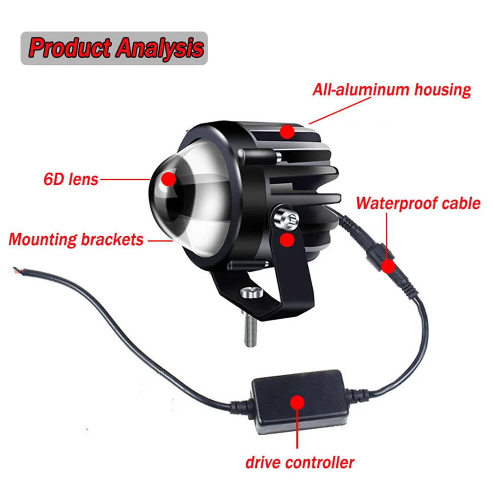 Motosiklet yansıtıcı lazer ışı - Universal Motorcycle Led Headlight Projector incelemesi ve fiyatı