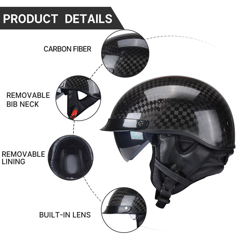 Hafif 12K Parlak Siyah Karbon  - Carbon Fiber Lightweight Motorcycle Helmet incelemesi ve fiyatı
