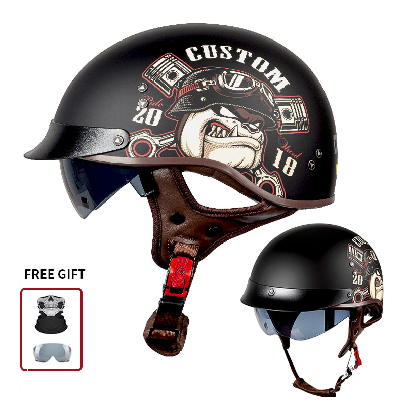 Özel Bulldog Motor Pistonu Bas - Vintage Open Face Retro Helmet incelemesi ve fiyatı