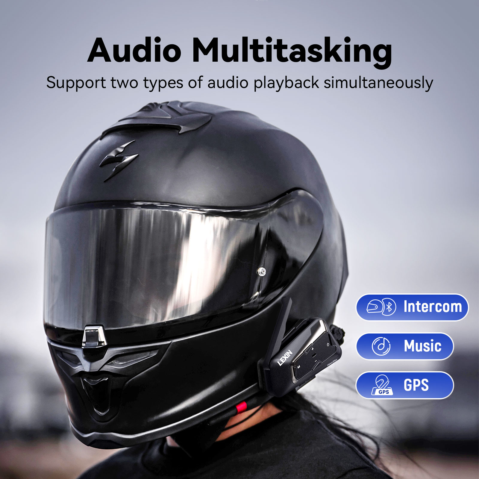 Lexin-meshcom motosiklet MESH  - Universal Motorcycle Helmet Intercom Headset incelemesi ve fiyatı