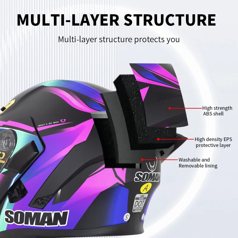 SOMAN tam yüz kask çift Lens y - Dual Visor Motorcycle Racing Helmet incelemesi ve fiyatı