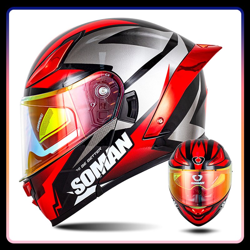 Erkek Motosiklet Kaskı Çift Vi - Modular Flip Up Motorcycle Helmet Dot Approved incelemesi ve fiyatı