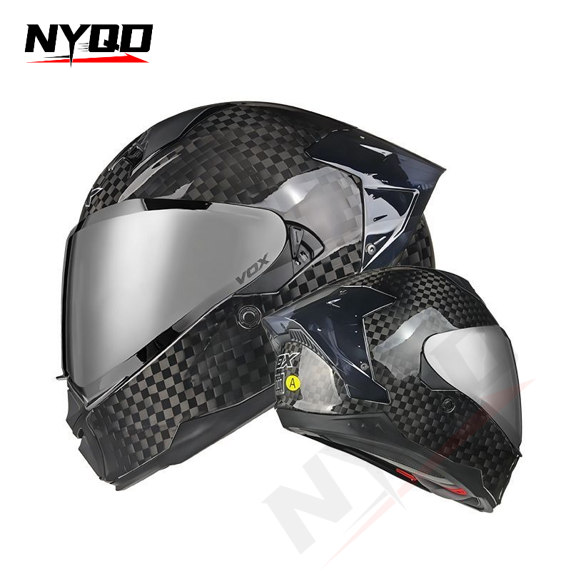 Karbon Fiber Tam Yüz Motosikle - Dual Visor Motorcycle Racing Helmet incelemesi ve fiyatı